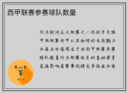西甲联赛参赛球队数量